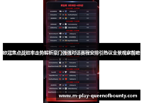 欧冠焦点战赔率走势解析豪门强强对话赛程安排引热议全景观察前瞻 欧冠焦点战赔率走势解析豪门强强对话赛程安排引热议全景观察前瞻